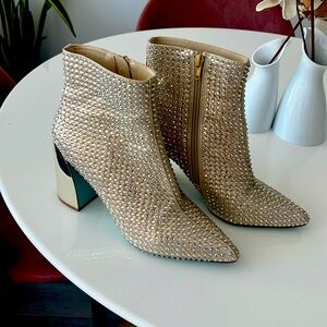 Betsey Johnson Cody Gold Heeled Boots
